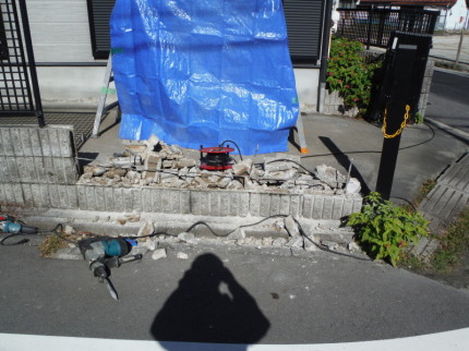 名古屋市中川区のブロック塀の解体工事