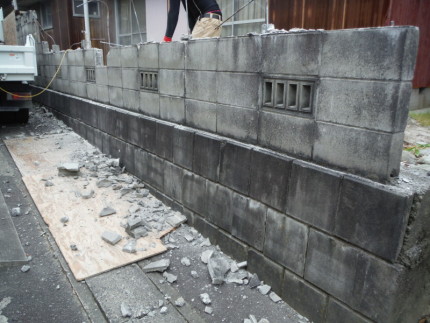 一宮市のブロック塀撤去