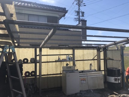 カーポート庇解体中｜岐阜市