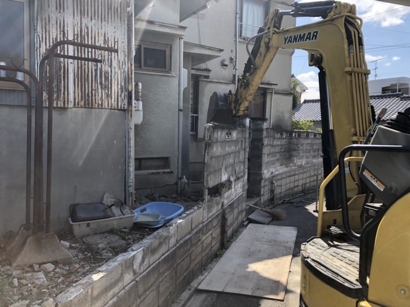 名古屋市昭和区のブロック塀の解体工事