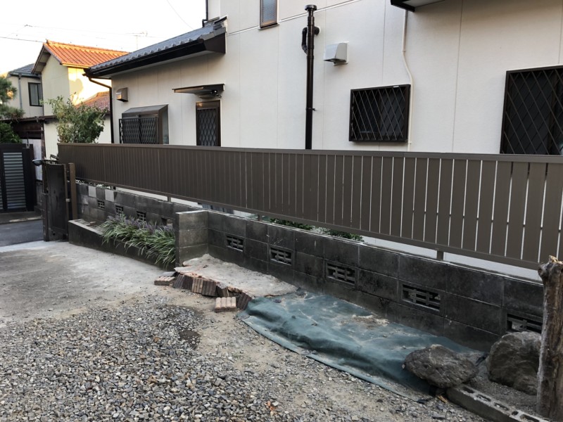 名古屋市南区ブロック塀解体とフェンス設置