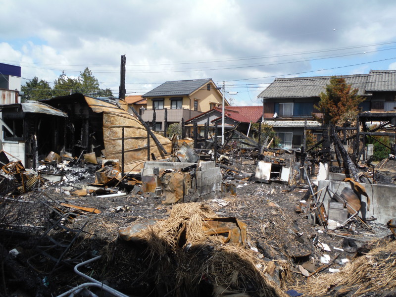 春日井市の火災現場の解体工事