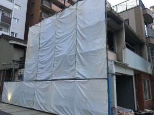 足場養生と瓦下ろし名古屋市西区