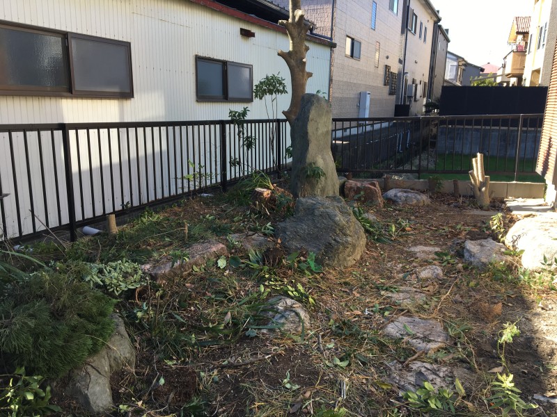 あま市|庭石の撤去|伐採