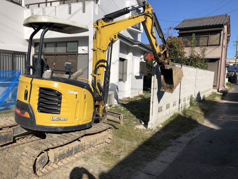 【費用事例】名古屋市中村区ブロック塀の解体工事【基礎全撤去】