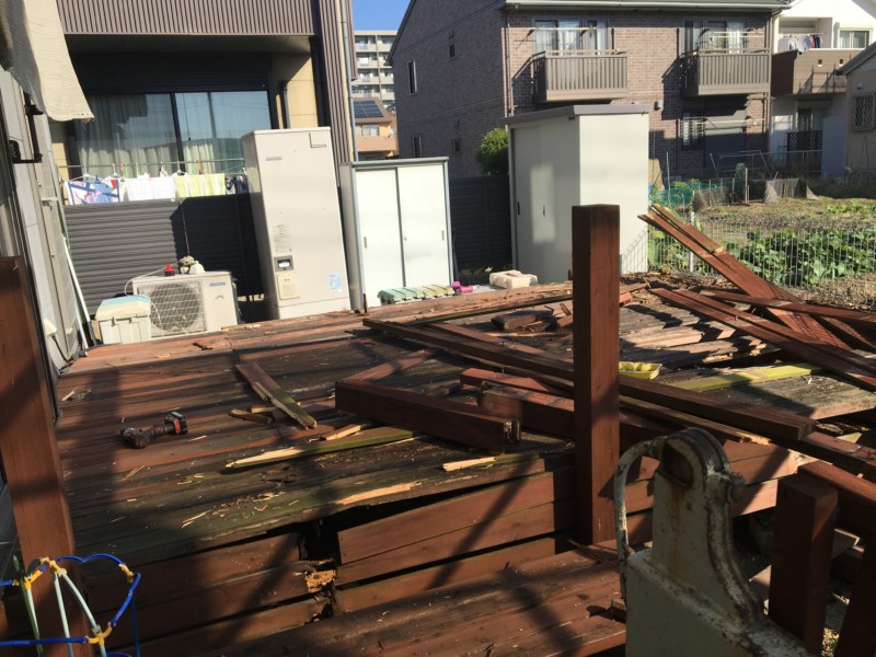 名古屋市瑞穂区ウッドデッキの解体工事【1日作業7万円】