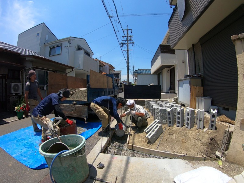 名古屋市中川区のブロックとフェンス工事|基礎工事