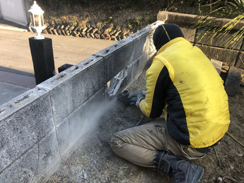 愛知県稲沢市ブロック補修工事