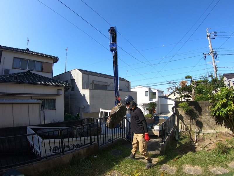 愛知県春日井市の庭石の撤去処分