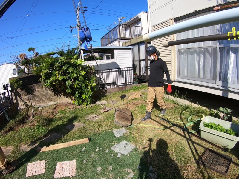 愛知県春日井市の庭石の撤去処分