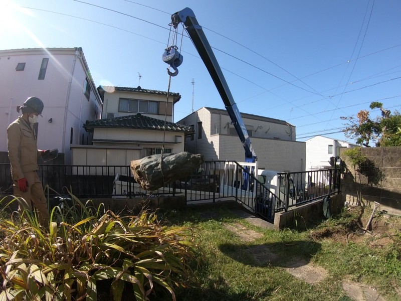 愛知県春日井市の庭石の撤去処分