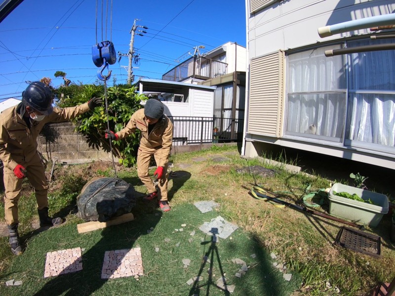 愛知県春日井市の庭石の撤去処分