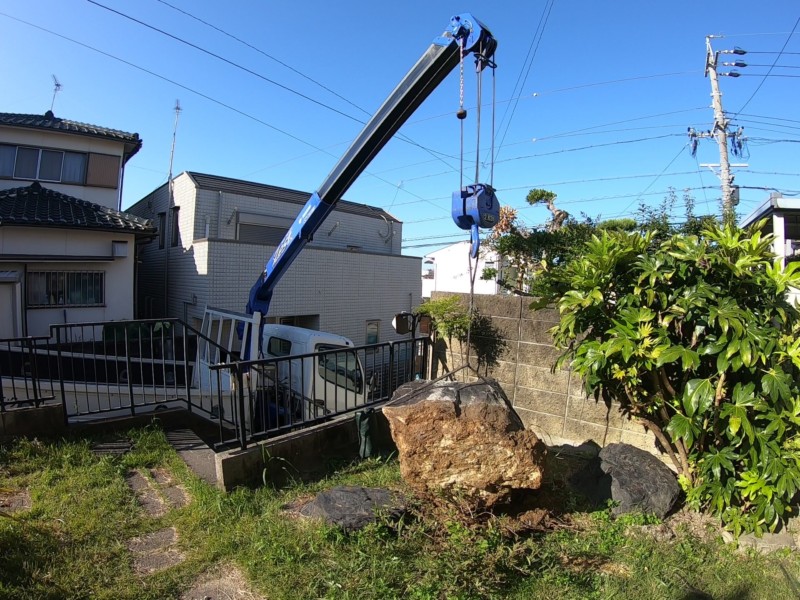 愛知県春日井市の庭石の撤去処分