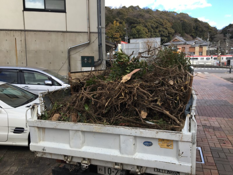愛知県犬山市の庭の解体工事【庭木伐根と庭石撤去】