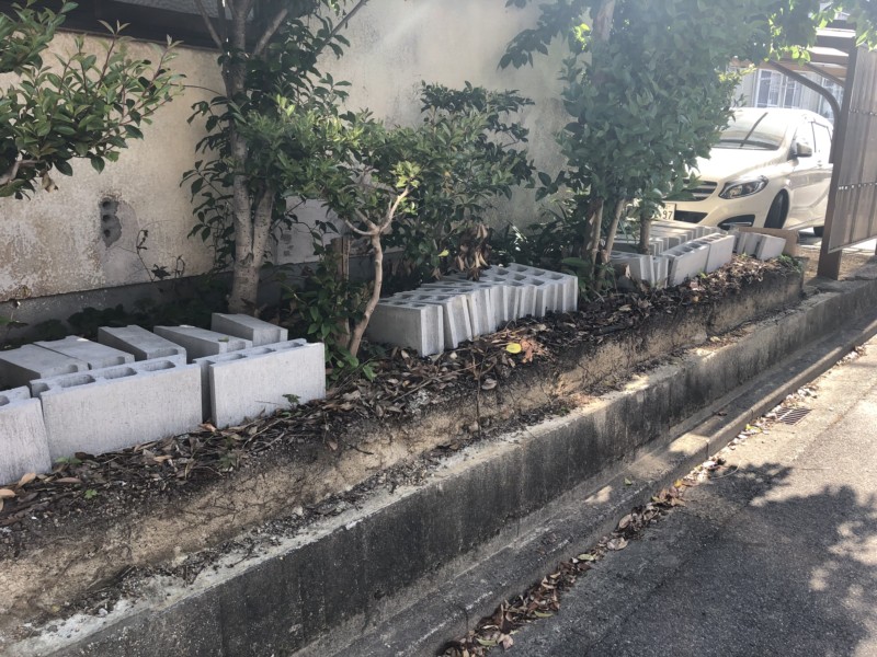 【岐阜県各務原市】大谷石を撤去してブロック新積工事