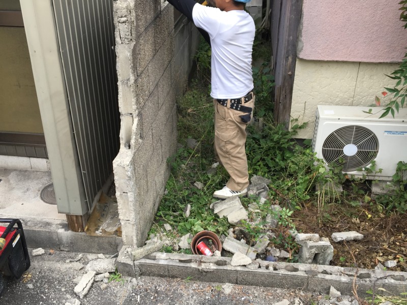 岐阜県可児市のブロック塀の撤去工事